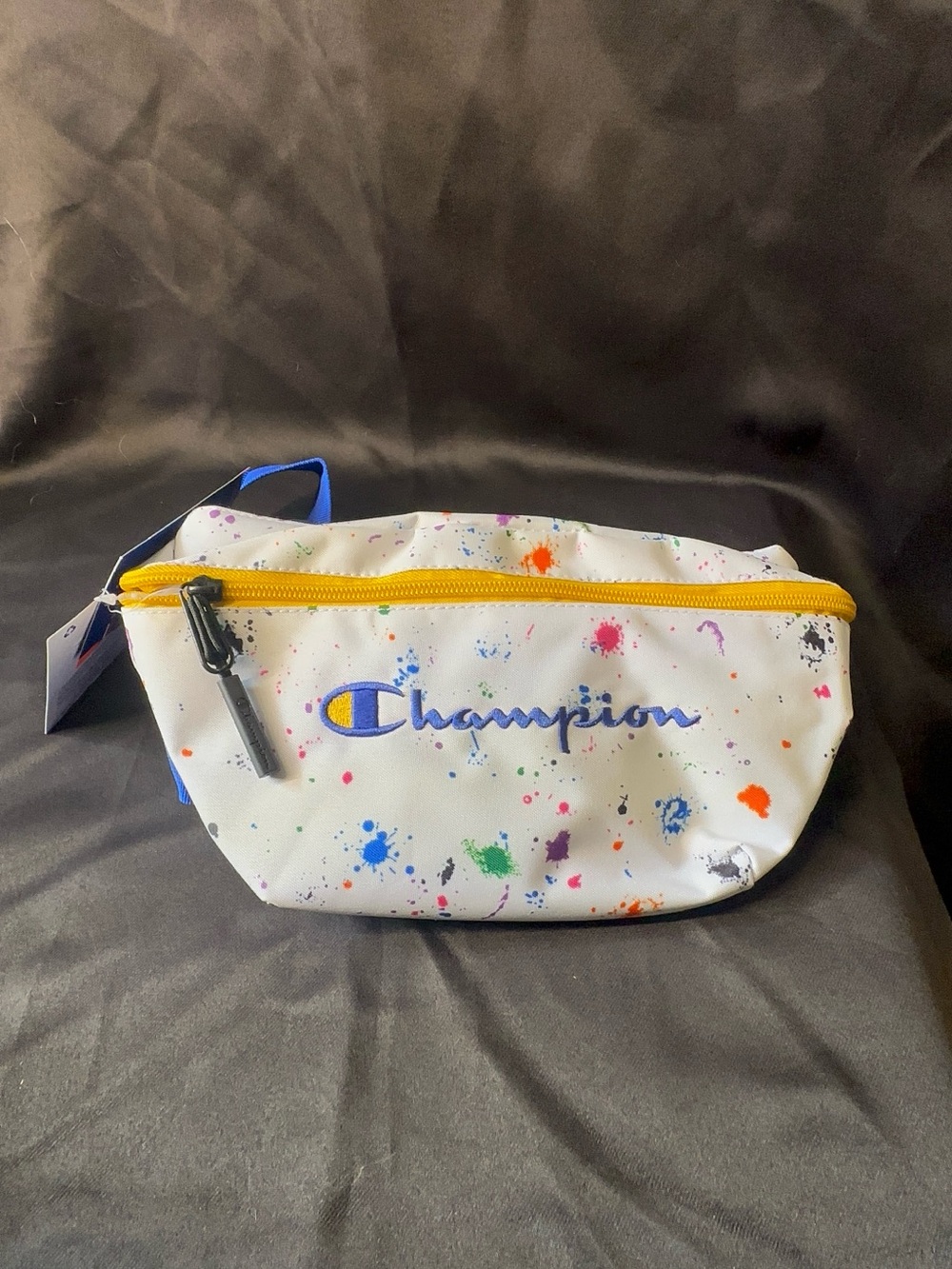 NWT Champion Paint Splatter Waist Bag Fanny Pack White Multicolor Belt Bag - Picture 2 of 6